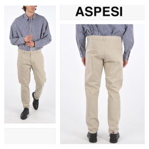 ASPESI 4 POCKET COTTON PANTS WITH INNER DRAWSTRING IN CREAM SIZE 48 (US M)